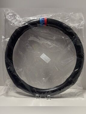Black Carbon Fiber Leather Universal Steering Wheel Cover With Red & Blue Colors